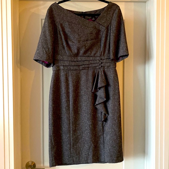 WHBM Asymmetrical Gray Tweed Sheath Dress - Picture 3 of 9